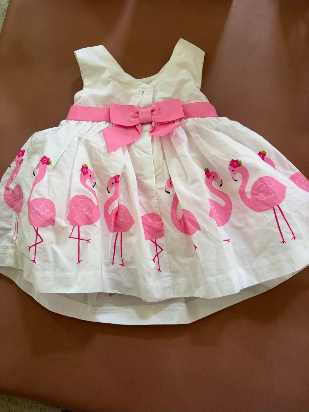 NWT White & Pink Flamingo Sundress - Picture 2 of 9
